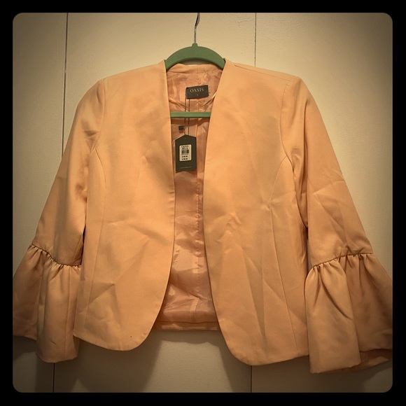 NWT ASOS oasis fluted sleeve blazer, blush - Picture 2 of 2